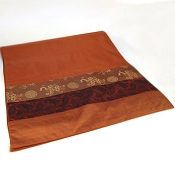 Rust silk runner with three stripes