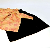 Gold and pink brocaded silk scarf- chocolate velvet reverse