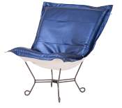 Chicago Textile puff chair-Shimmer Sapphire