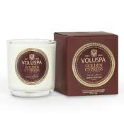 Voluspa Golden Cypress Sawara Boxed Votive in Glass