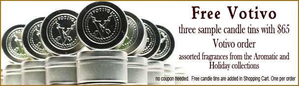 Three Free Votivo sample tin candles