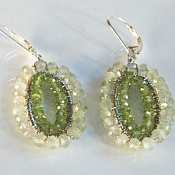 Peridot and prehnite oval earrings by Dana Kellin