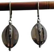 Grey Diamond & Smoky Quartz sterling silver earrings by Dana Kellin