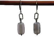 Grey Onyx Rectangle sterling silver earrings by Dana Kellin
