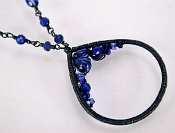 Indigo Mix Open Wrapped Pendant oxidized silver NK by Dana Kellin