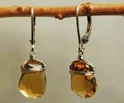 Whiskey quartz drop earrings by Dana Kellin