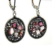 Blush Mix Round Hammered Web earrings-sterling silver by Dana Kellin