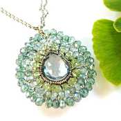 Woven Jasmine Mix Pendant on double fine chain Necklace