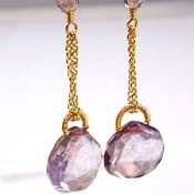 Plum Quartz Briolet drop Earrings