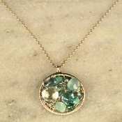 Dana Kellin Turquoise Mix-Silver-round pendant Necklace