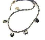 Hammered Silver Discs Necklace on Labradorite Strand by Evelyn Knight