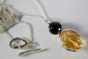 Double Circle smoky quartz & citrine NK-sterling silver by LMG & Co.