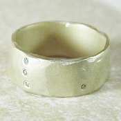 Saundra Messinger Sterling Thin Band Ring with seven diamonds