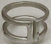 Saundra Messinger Open Bar ring-sterling silver with three diamonds Size 9.5