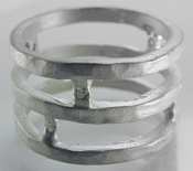 Saundra Messinger Wide Open-Band Ring with 5 Diamonds-Sterling Silver Size 9