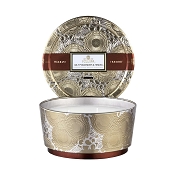 Voluspa Gilt Pomander & Hinoki 3 Wick Pedestal Tin Candle