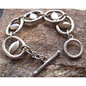 Large Link Hammered Bracelet by Evelyn Knight
