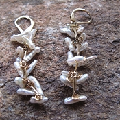 River Song Keishi Pearl and Gold Twig Earrings