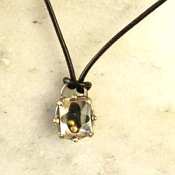 Heavy Silver Pendant with Gold Beads Necklace