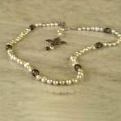 Pearl with Silver Byzantine Cross Necklace